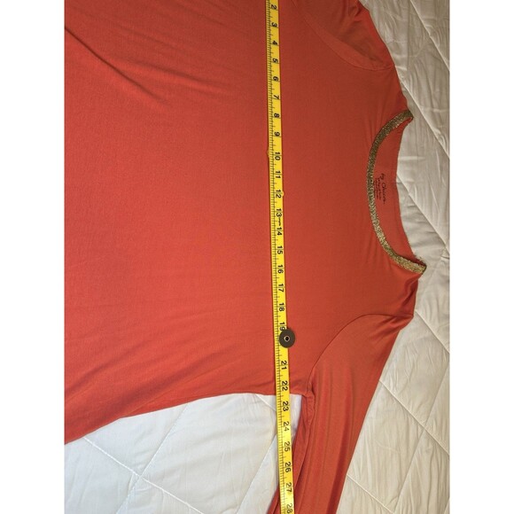 Chico’s Womens Burnt Orange 3/4 Sleeve Tunic Gold Details Size 3 - Picture 5 of 8